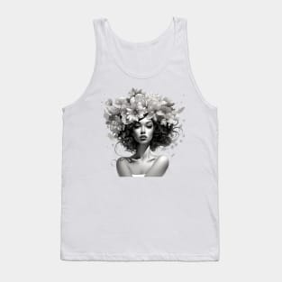 Woman with flowers on her head Tank Top